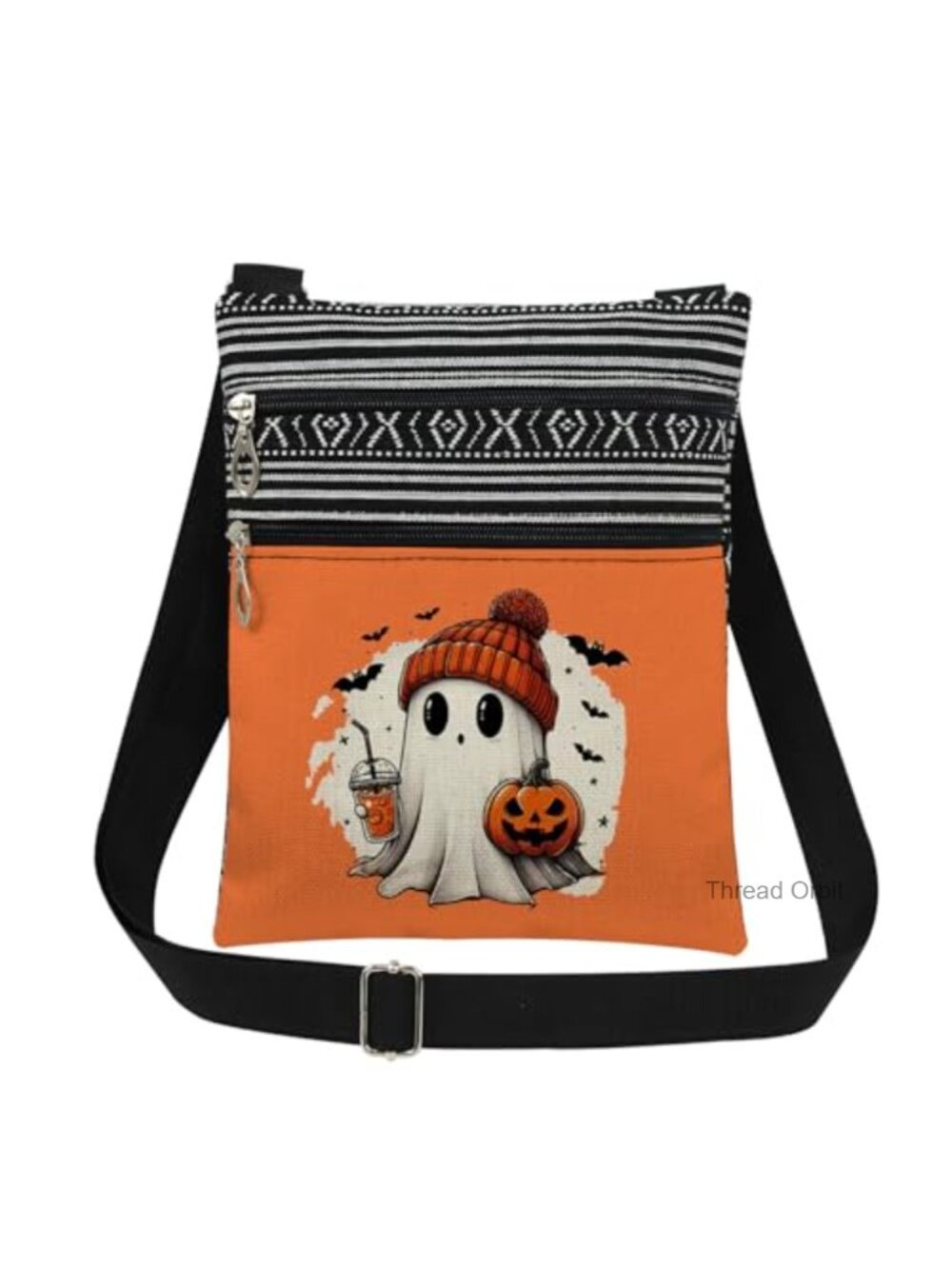 Polyester Halloween Crossbody Bag Adjustable Strap Dual Pocket Purse